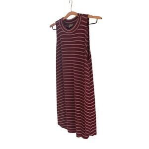 Madeline Sparklestein Tank Dress Striped Sleeveless Ribbed Knit Maroon‎ Size M